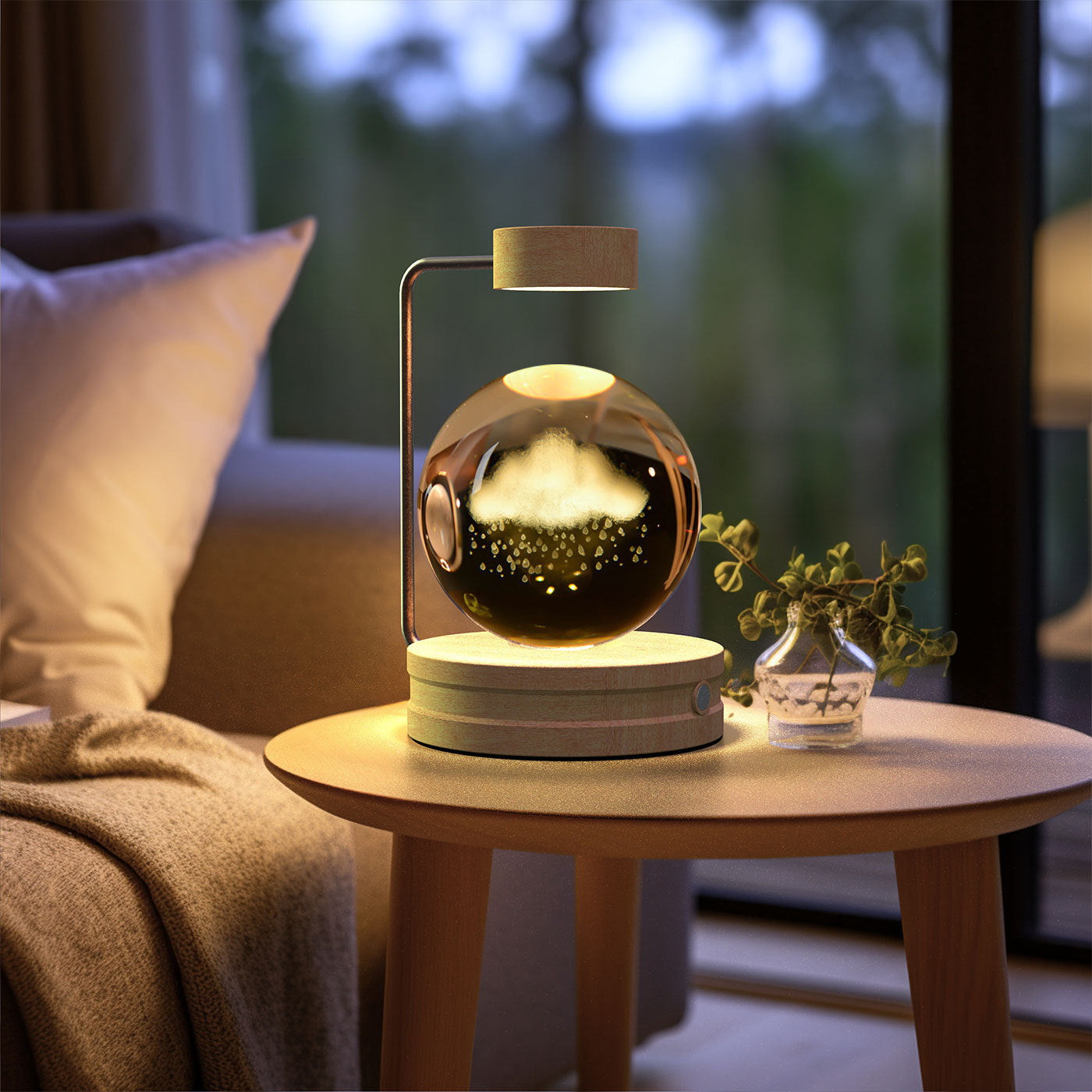 Crystal Ball Cosmic Night Light – USB Powered, Warm Bedside Lamp, Birthday Gift