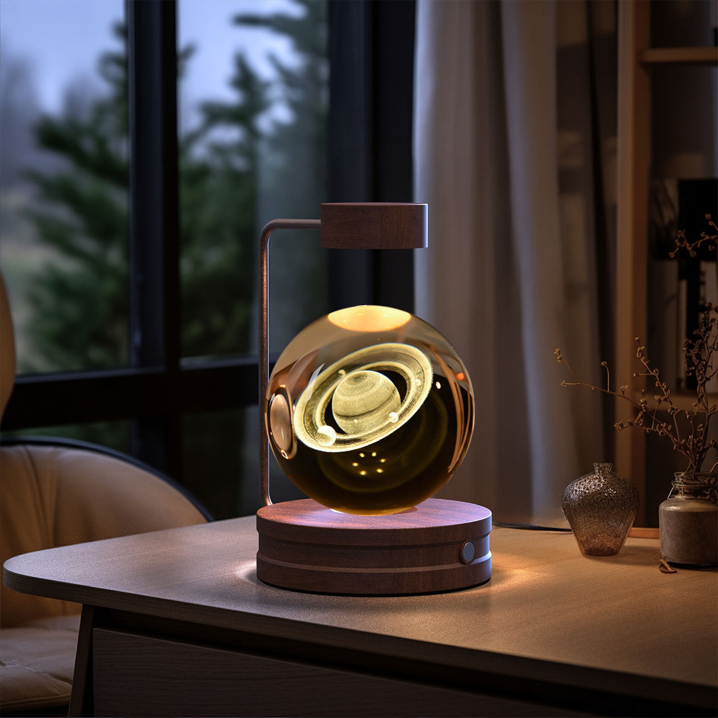 Crystal Ball Cosmic Night Light – USB Powered, Warm Bedside Lamp, Birthday Gift
