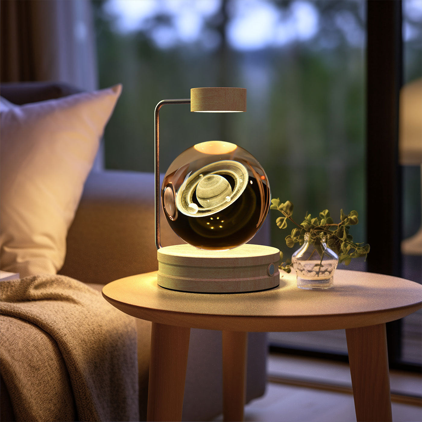 Crystal Ball Cosmic Night Light – USB Powered, Warm Bedside Lamp, Birthday Gift