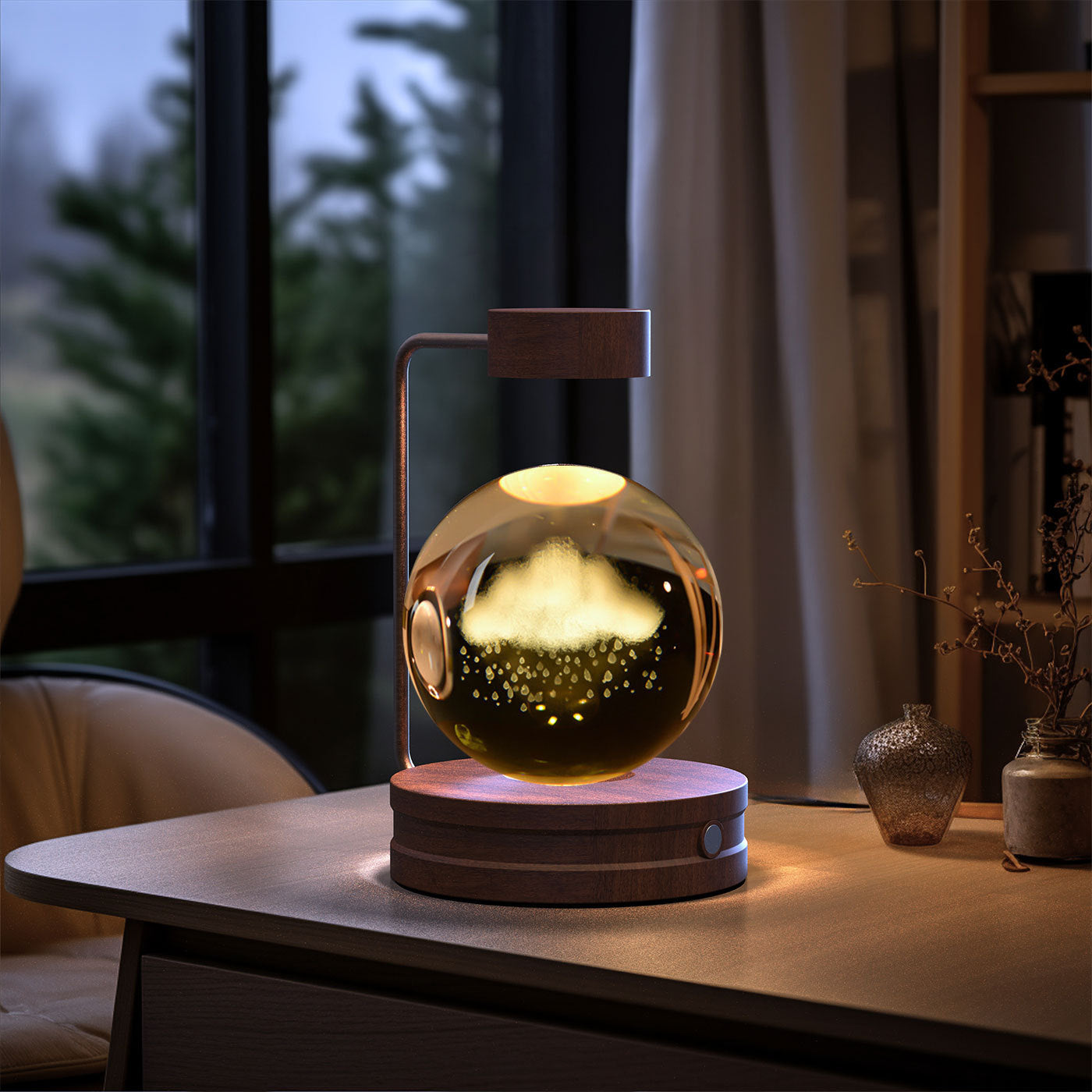 Crystal Ball Cosmic Night Light – USB Powered, Warm Bedside Lamp, Birthday Gift
