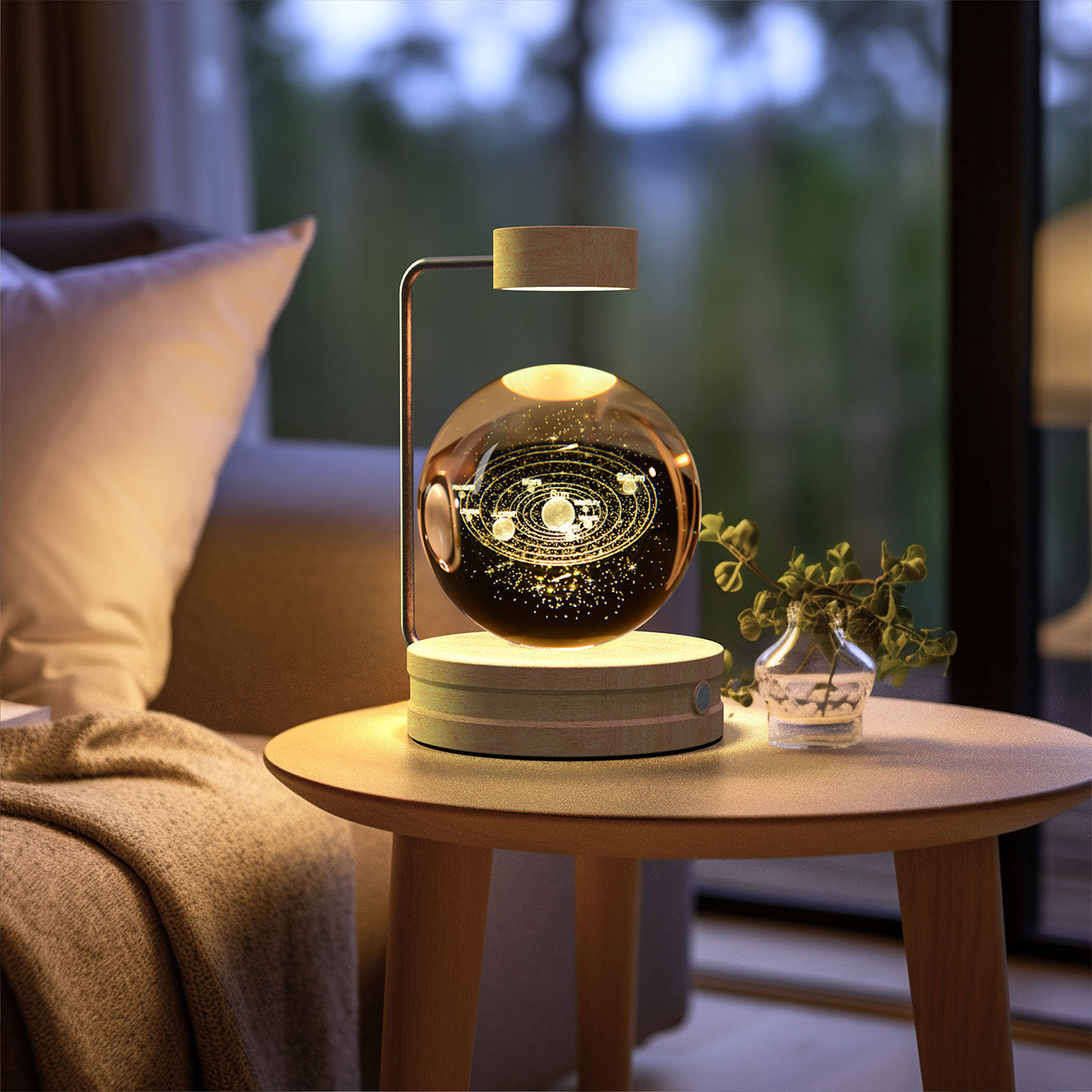Crystal Ball Cosmic Night Light – USB Powered, Warm Bedside Lamp, Birthday Gift