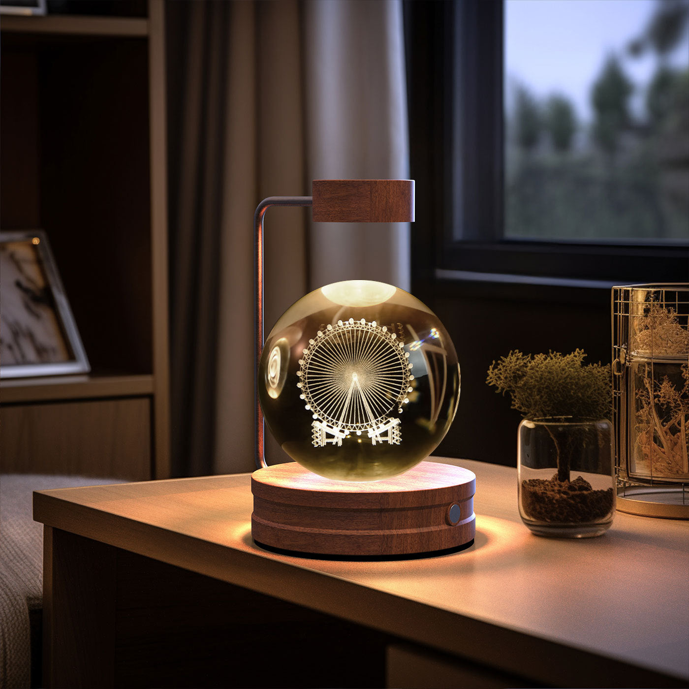 Crystal Ball Cosmic Night Light – USB Powered, Warm Bedside Lamp, Birthday Gift