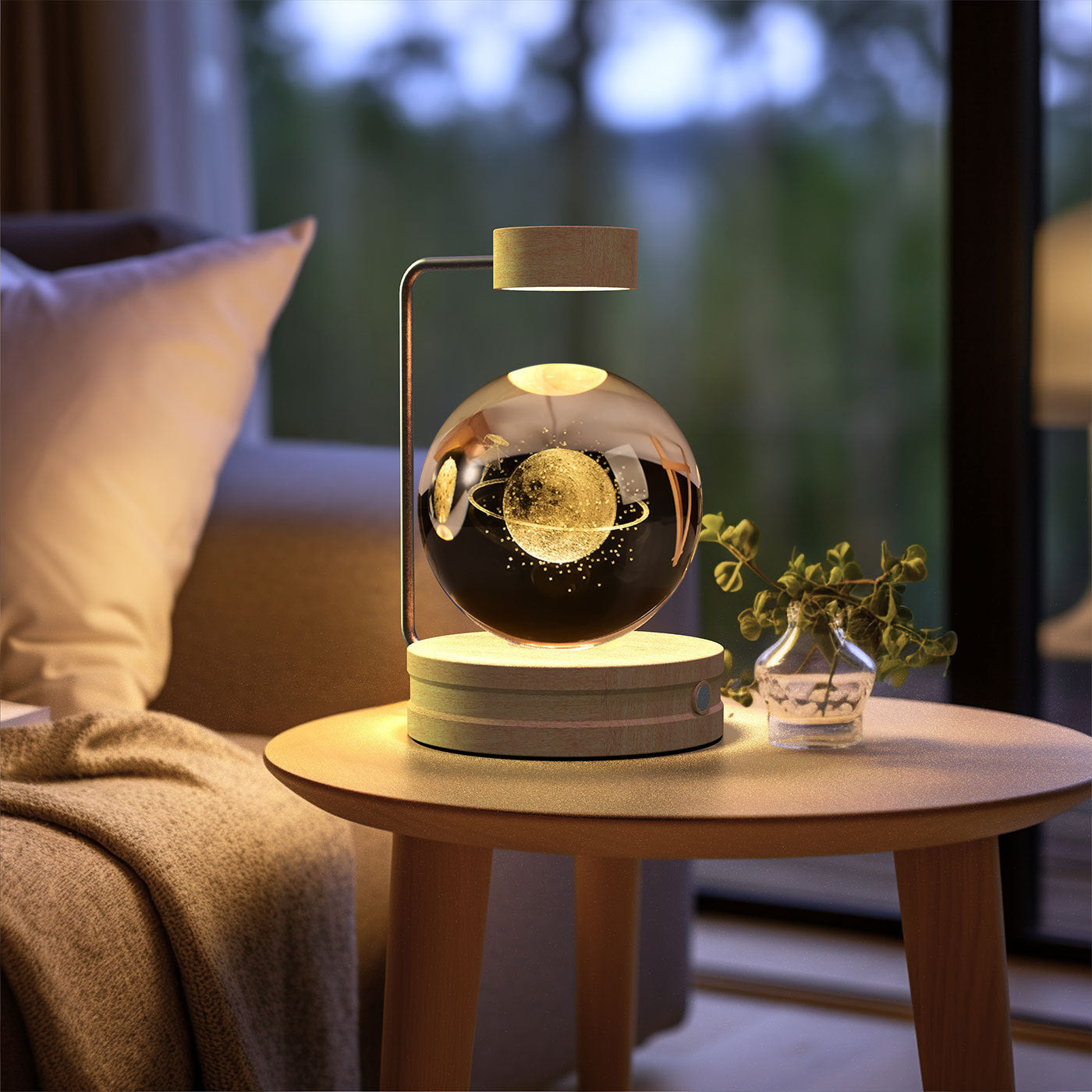 Crystal Ball Cosmic Night Light – USB Powered, Warm Bedside Lamp, Birthday Gift