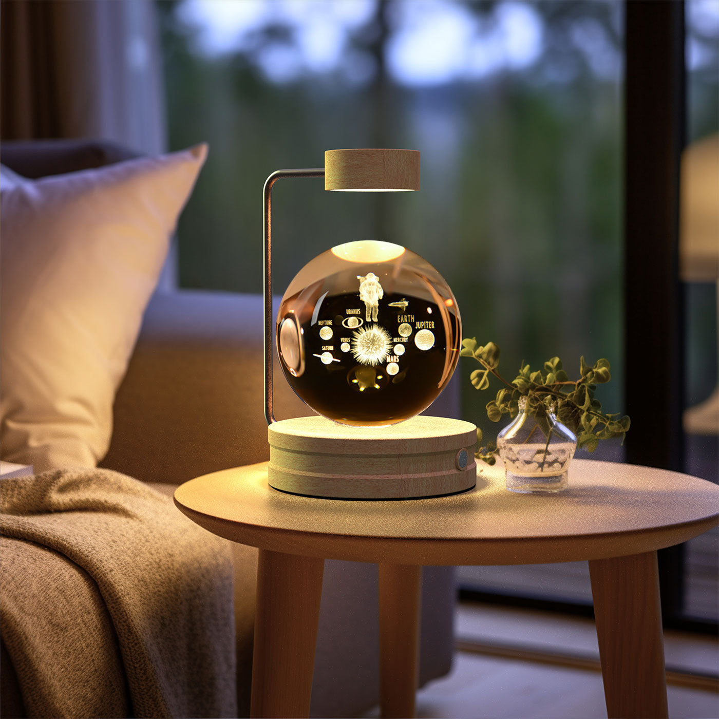Crystal Ball Cosmic Night Light – USB Powered, Warm Bedside Lamp, Birthday Gift