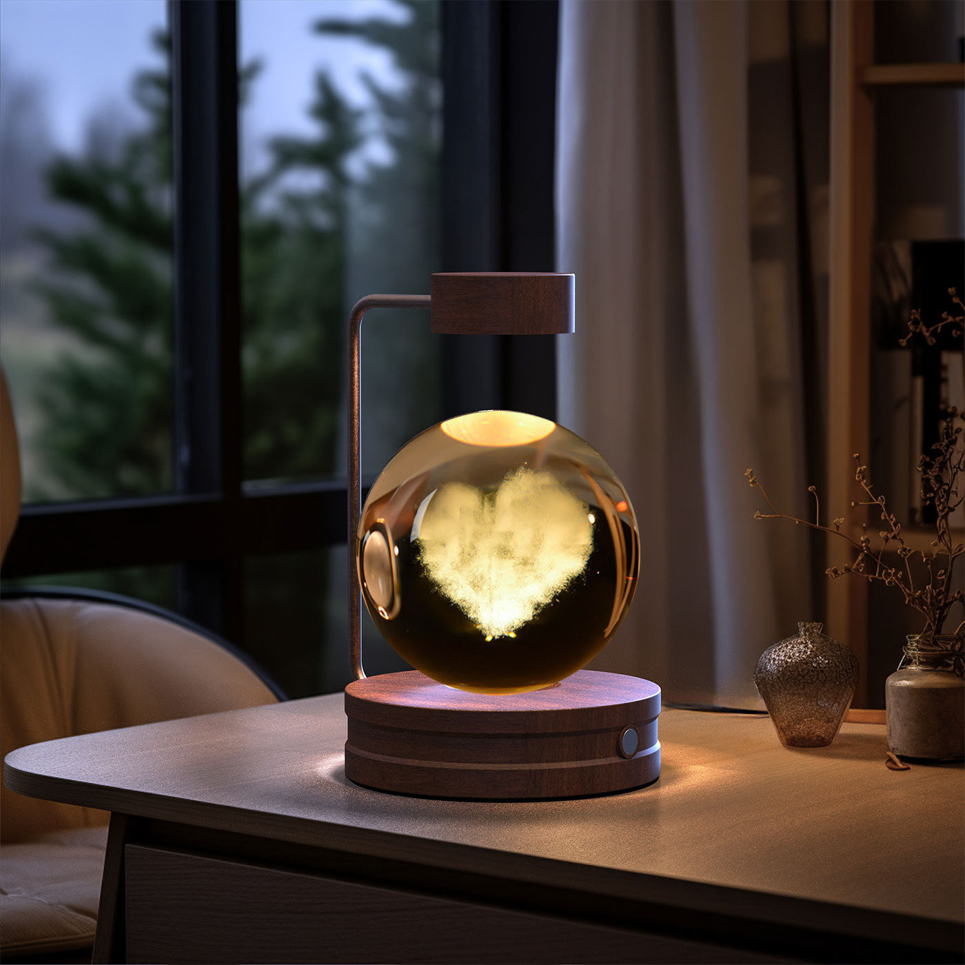 Crystal Ball Cosmic Night Light – USB Powered, Warm Bedside Lamp, Birthday Gift