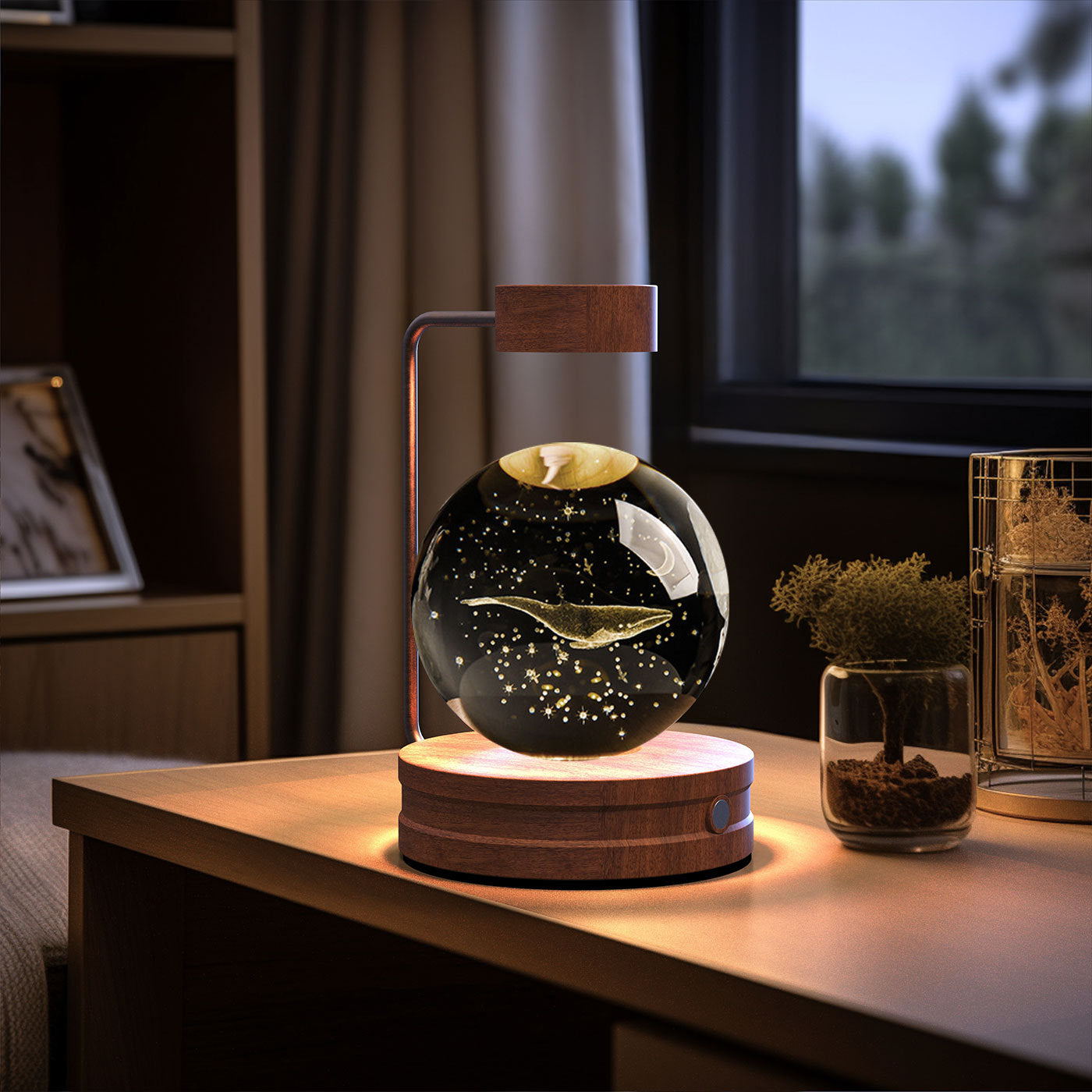 Crystal Ball Cosmic Night Light – USB Powered, Warm Bedside Lamp, Birthday Gift