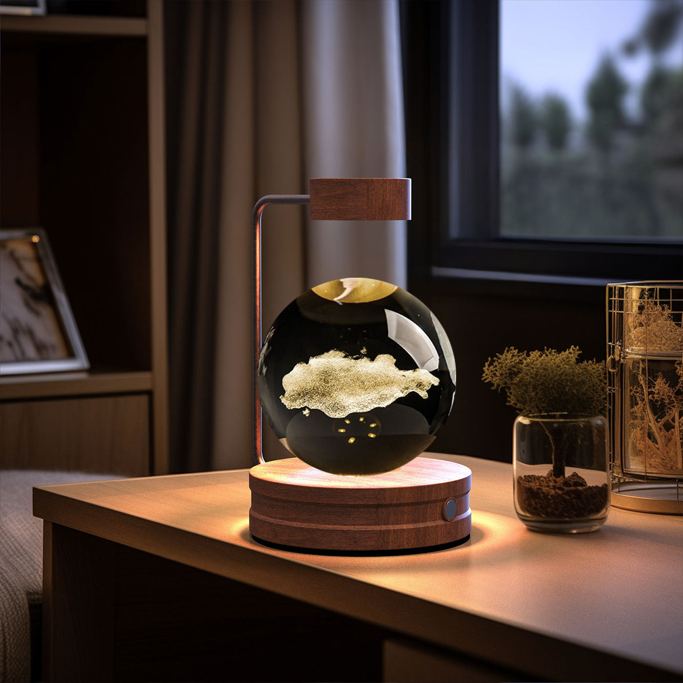 Crystal Ball Cosmic Night Light – USB Powered, Warm Bedside Lamp, Birthday Gift