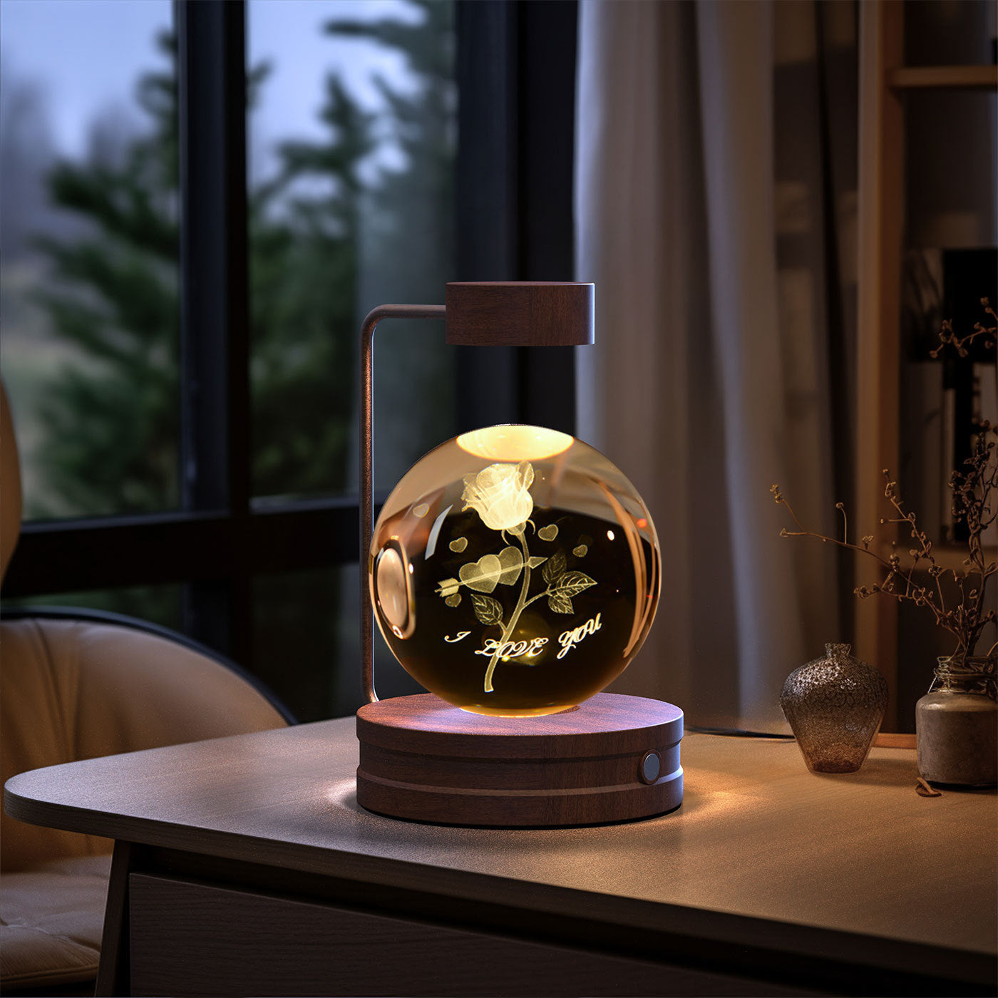 Crystal Ball Cosmic Night Light – USB Powered, Warm Bedside Lamp, Birthday Gift