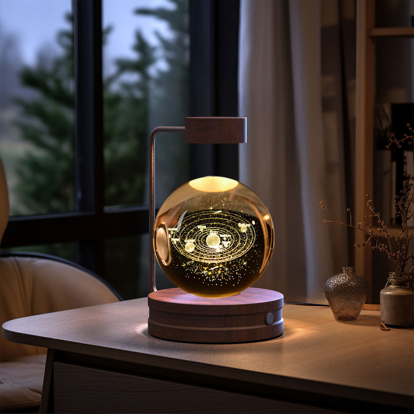 Crystal Ball Cosmic Night Light – USB Powered, Warm Bedside Lamp, Birthday Gift