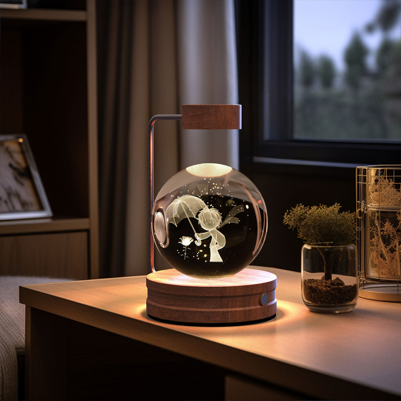 Crystal Ball Cosmic Night Light – USB Powered, Warm Bedside Lamp, Birthday Gift