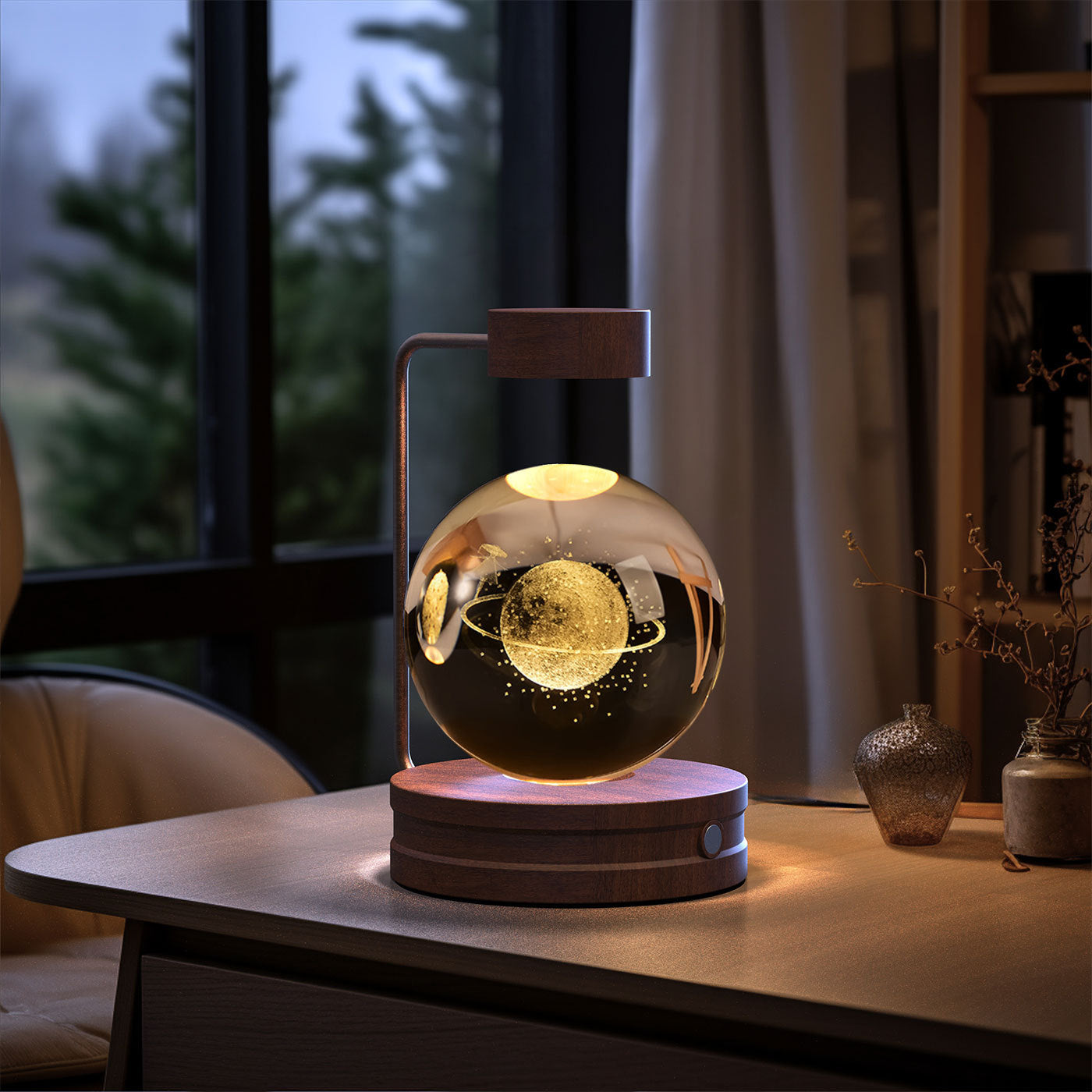 Crystal Ball Cosmic Night Light – USB Powered, Warm Bedside Lamp, Birthday Gift