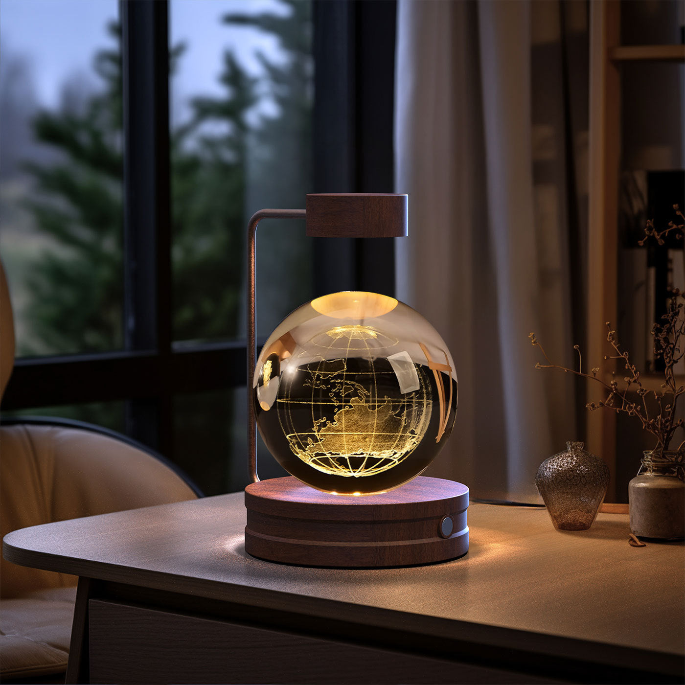 Crystal Ball Cosmic Night Light – USB Powered, Warm Bedside Lamp, Birthday Gift