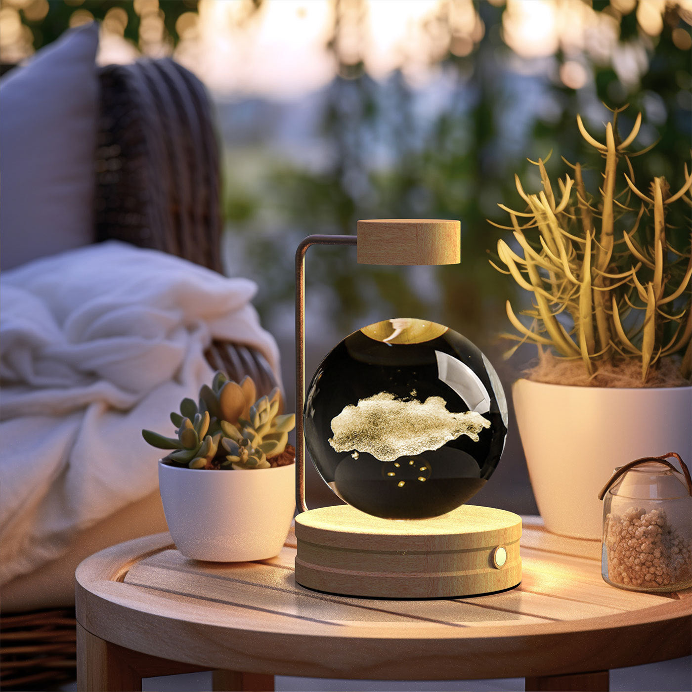 Crystal Ball Cosmic Night Light – USB Powered, Warm Bedside Lamp, Birthday Gift
