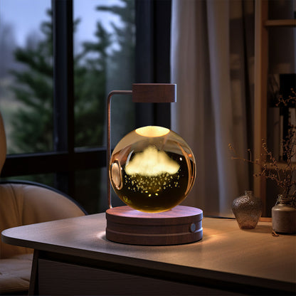 Crystal Ball Cosmic Night Light – USB Powered, Warm Bedside Lamp, Birthday Gift