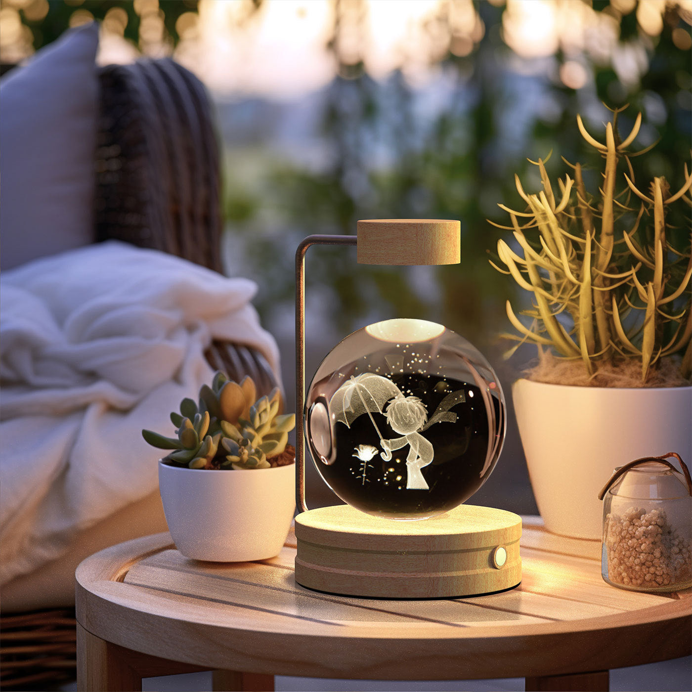 Crystal Ball Cosmic Night Light – USB Powered, Warm Bedside Lamp, Birthday Gift