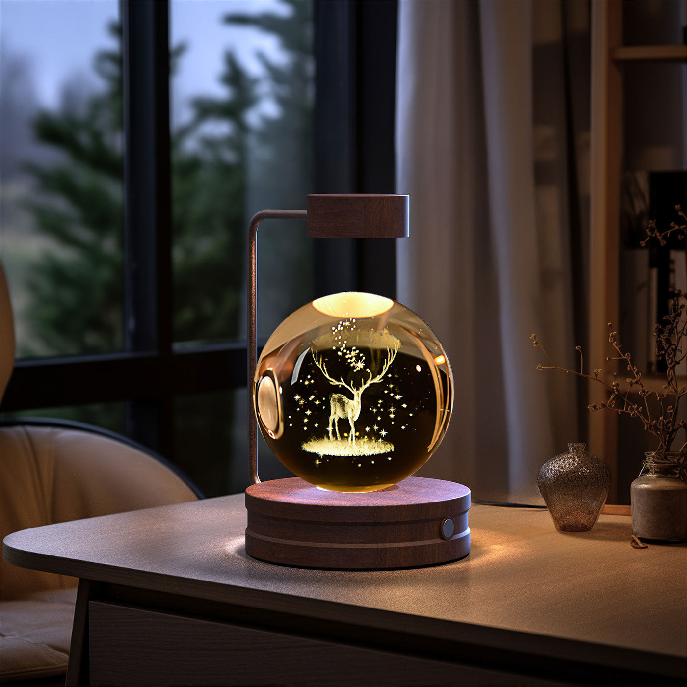 Crystal Ball Cosmic Night Light – USB Powered, Warm Bedside Lamp, Birthday Gift