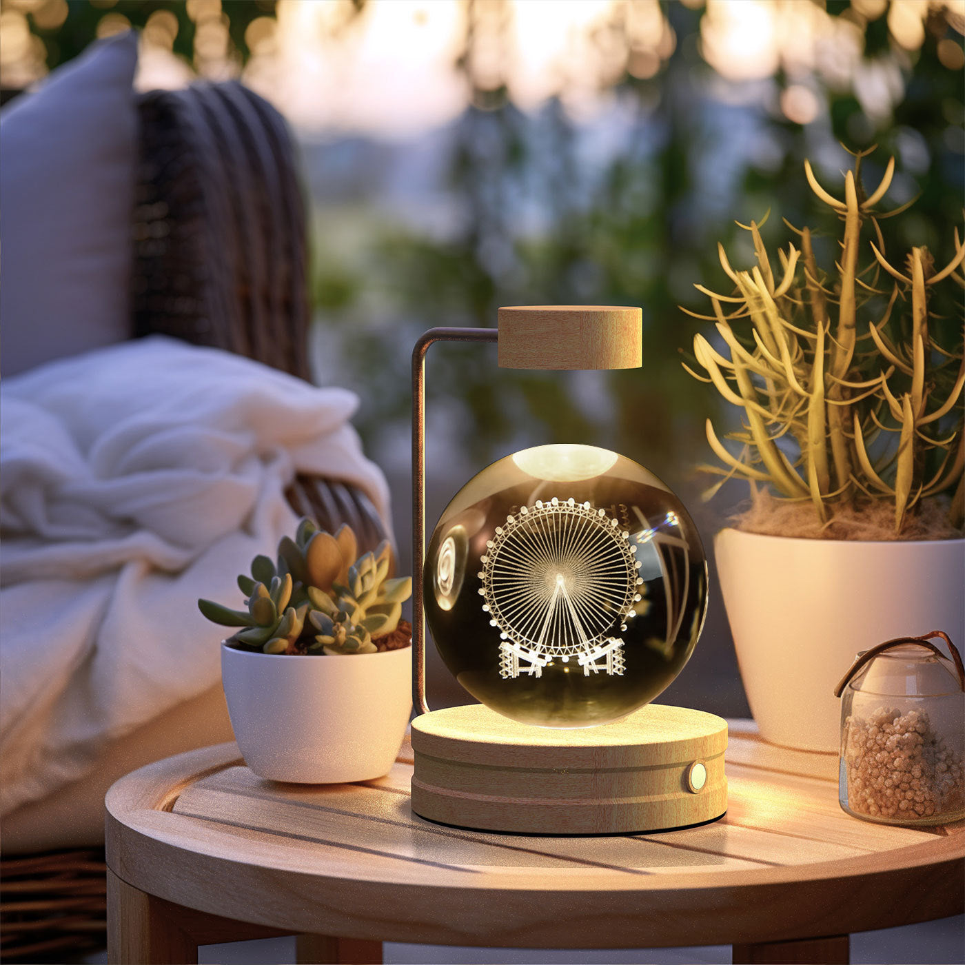 Crystal Ball Cosmic Night Light – USB Powered, Warm Bedside Lamp, Birthday Gift