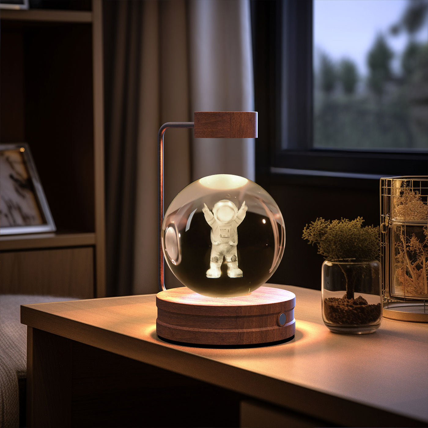 Crystal Ball Cosmic Night Light – USB Powered, Warm Bedside Lamp, Birthday Gift