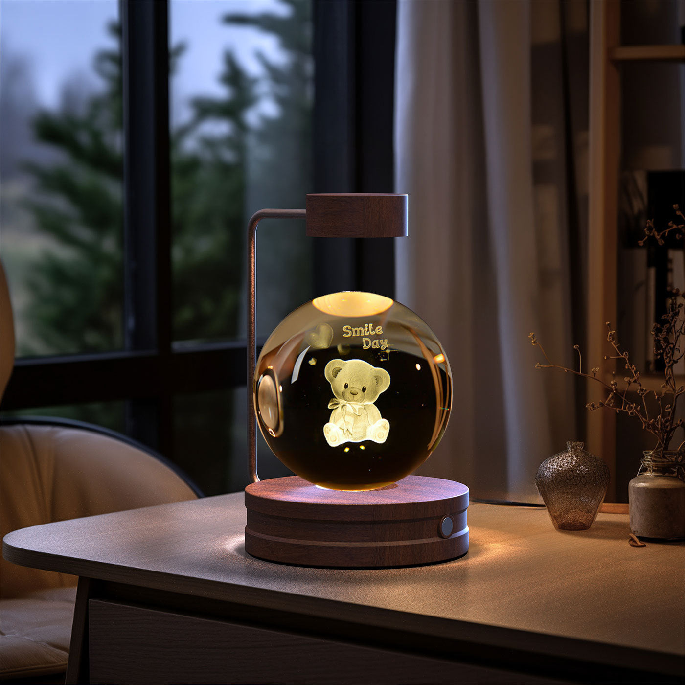 Crystal Ball Cosmic Night Light – USB Powered, Warm Bedside Lamp, Birthday Gift