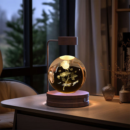 Crystal Ball Cosmic Night Light – USB Powered, Warm Bedside Lamp, Birthday Gift