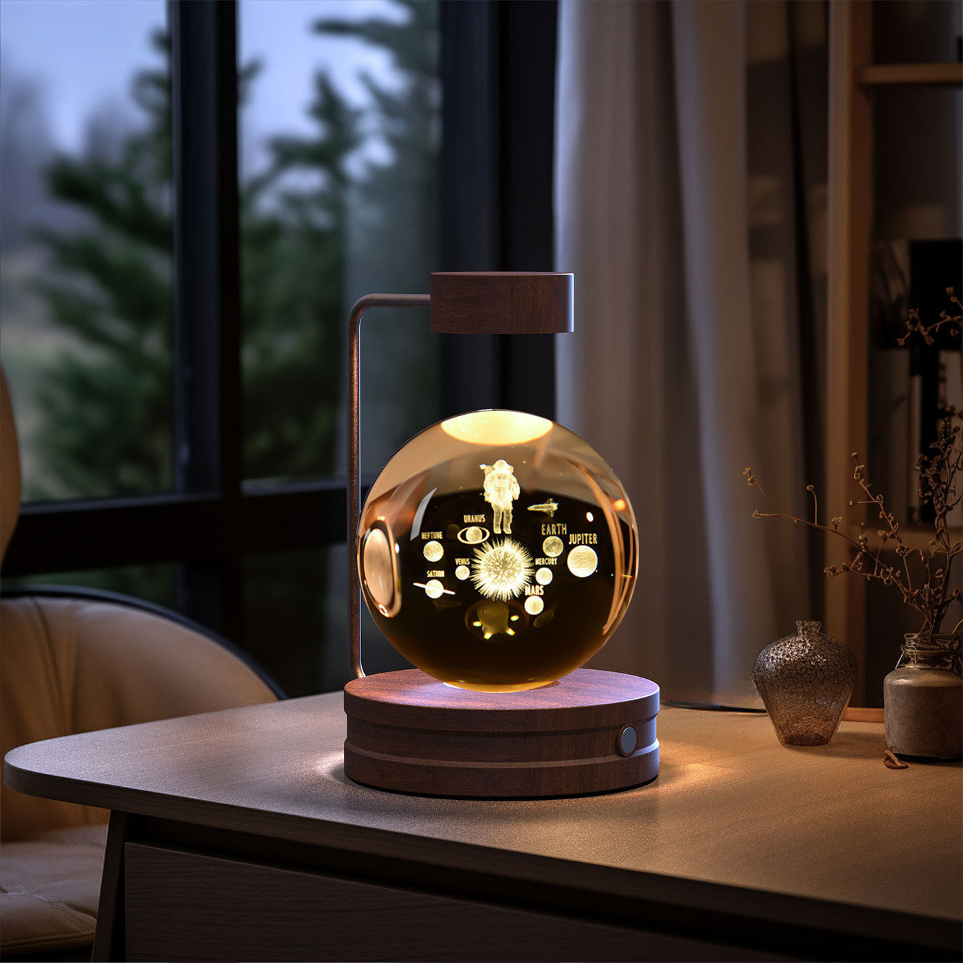 Crystal Ball Cosmic Night Light – USB Powered, Warm Bedside Lamp, Birthday Gift