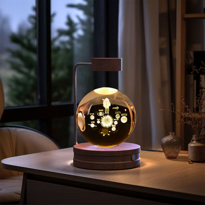 Crystal Ball Cosmic Night Light – USB Powered, Warm Bedside Lamp, Birthday Gift