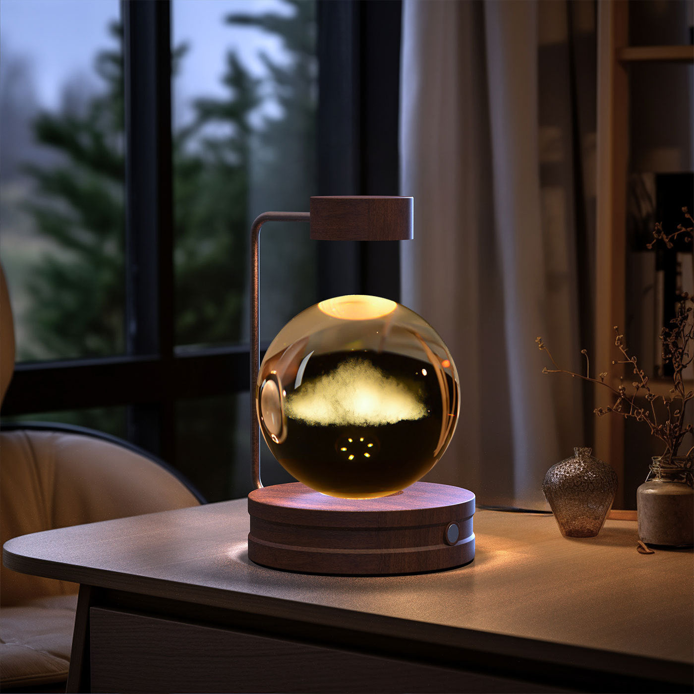 Crystal Ball Cosmic Night Light – USB Powered, Warm Bedside Lamp, Birthday Gift