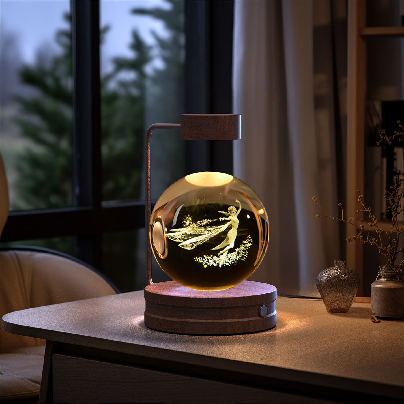Crystal Ball Cosmic Night Light – USB Powered, Warm Bedside Lamp, Birthday Gift