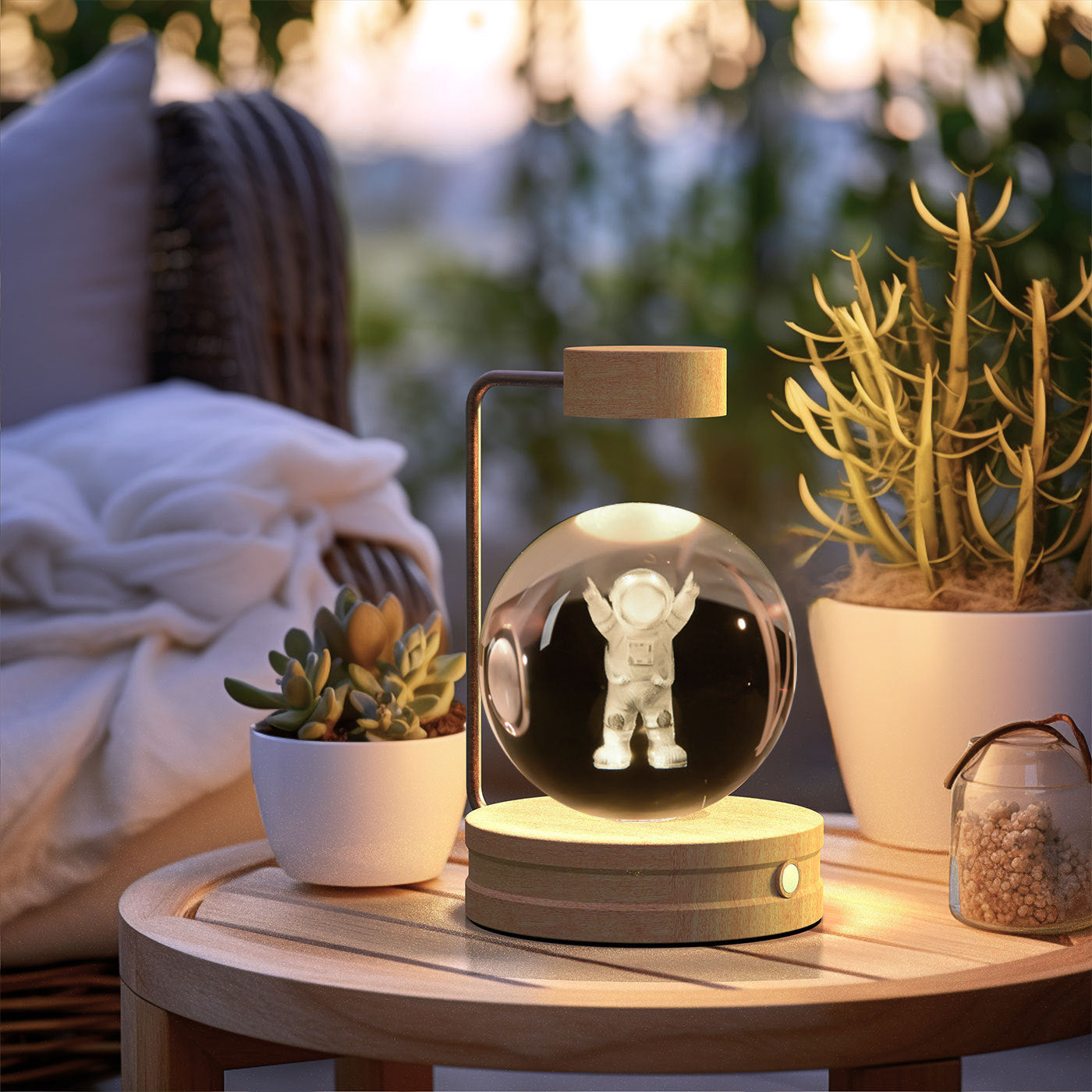 Crystal Ball Cosmic Night Light – USB Powered, Warm Bedside Lamp, Birthday Gift