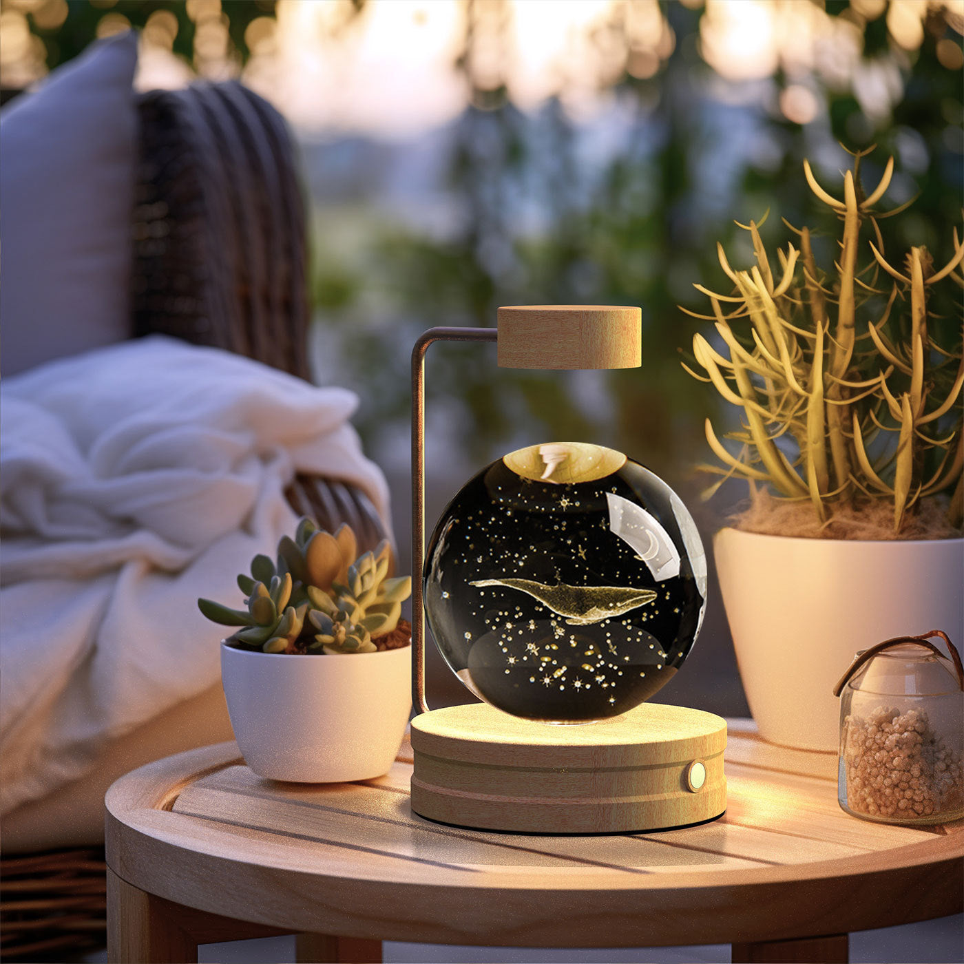 Crystal Ball Cosmic Night Light – USB Powered, Warm Bedside Lamp, Birthday Gift