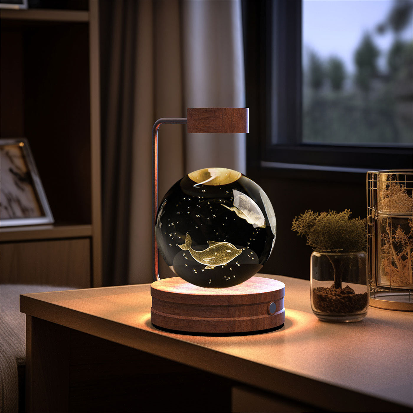 Crystal Ball Cosmic Night Light – USB Powered, Warm Bedside Lamp, Birthday Gift