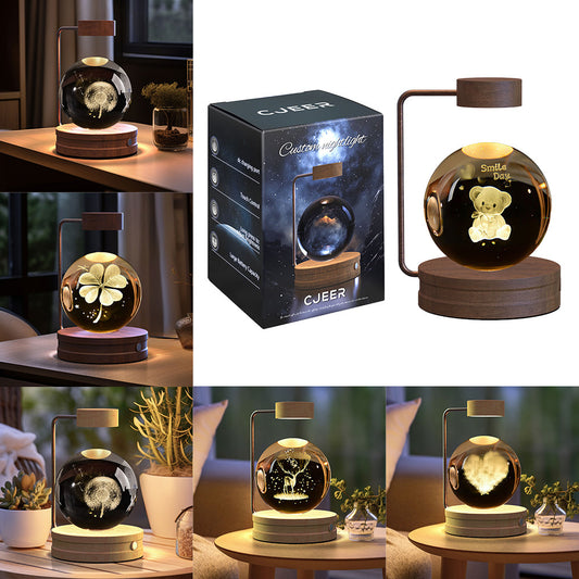 Crystal Ball Cosmic Night Light – USB Powered, Warm Bedside Lamp, Birthday Gift