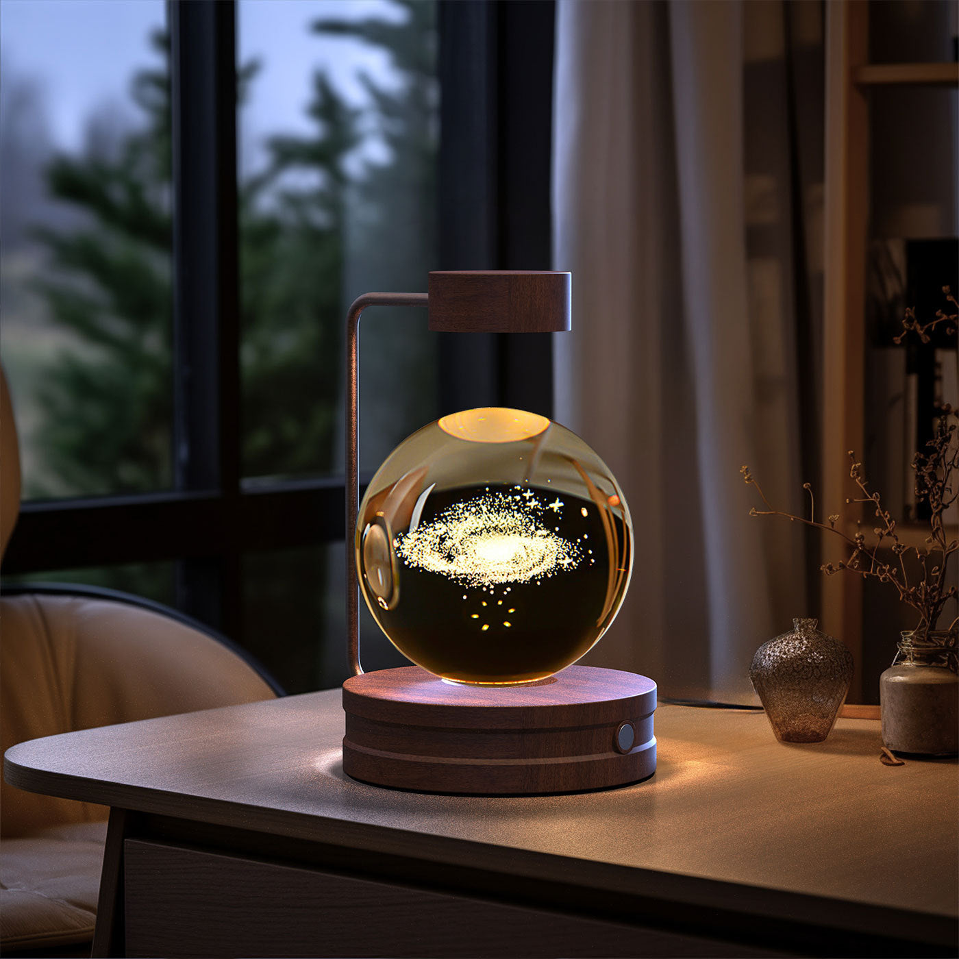 Crystal Ball Cosmic Night Light – USB Powered, Warm Bedside Lamp, Birthday Gift